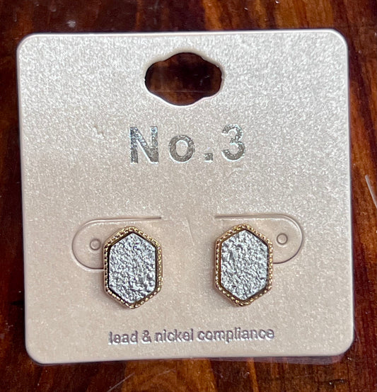 Silver Druzy Stud Earrings