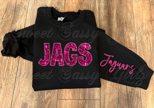 Jags Sweatshirt {Black/Pink Lettering}