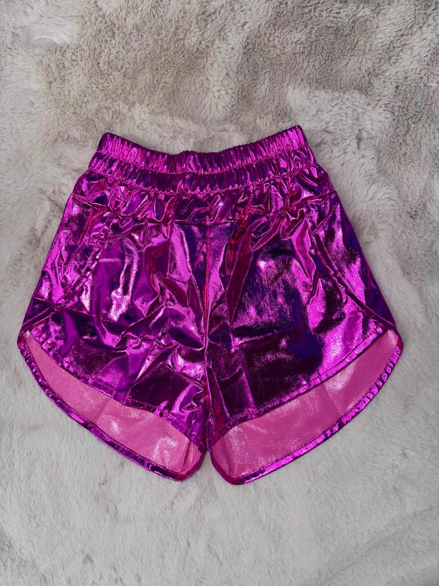 Mom & Me Hot Pink Metallic Highwasted Shorts