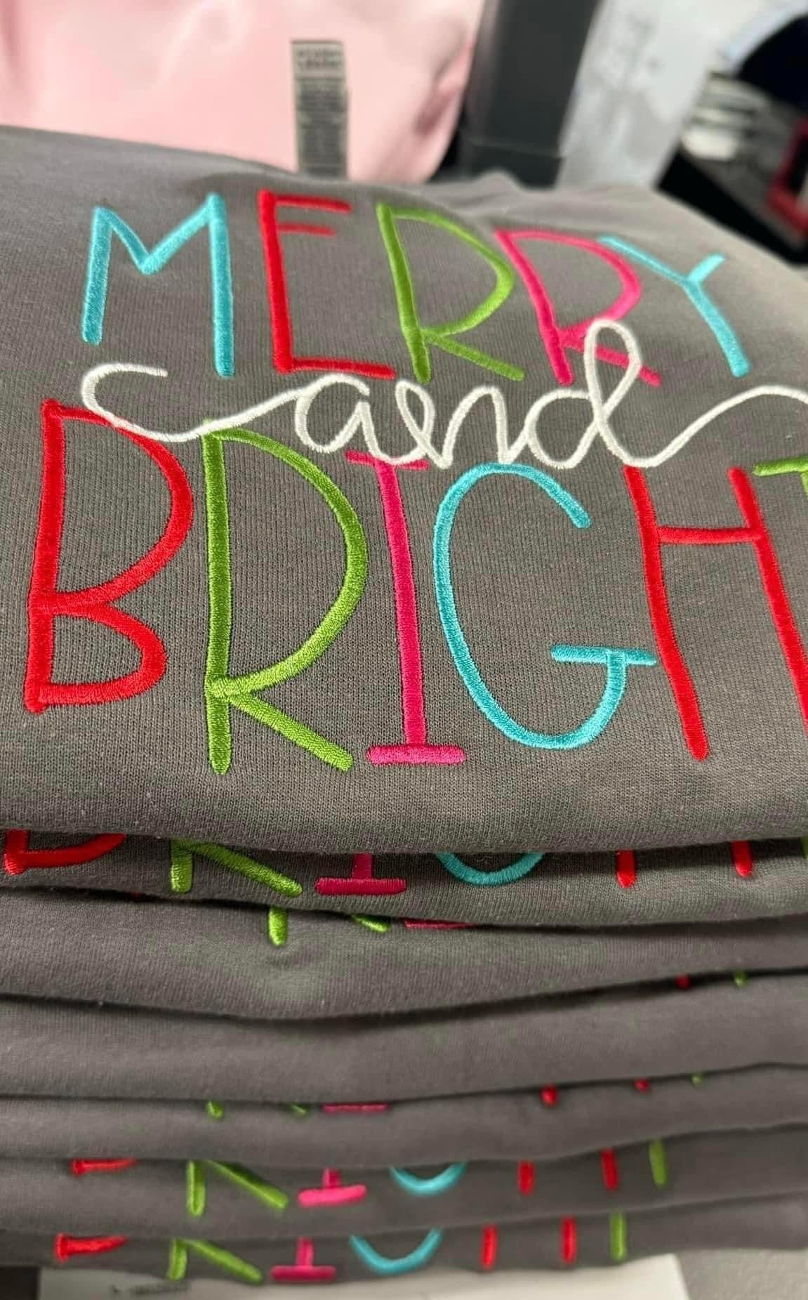 Merry & Bright Embroidered Sweatshirt