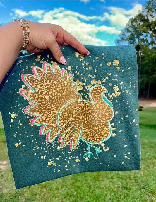 Leopard Turkey | Comfort Colors Tee | Emerald
