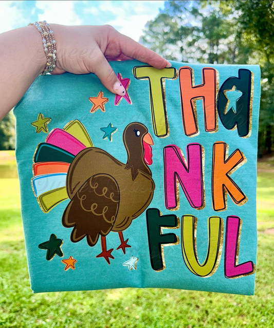 Thankful Turkey | Comfort Colors Tee | Seafoam