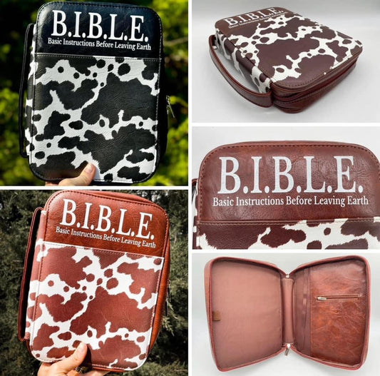 Cow Print Leather Bible Cover