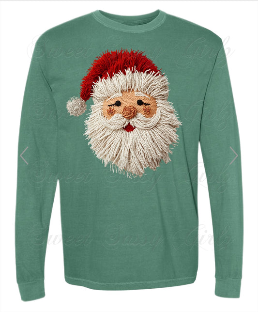 Santa | LS Light Green Comfort Colors Tee