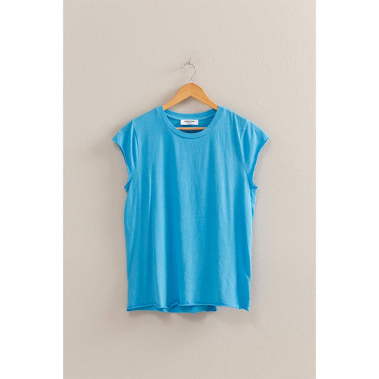 Soft Cap Sleeve T Shirt: BLUE