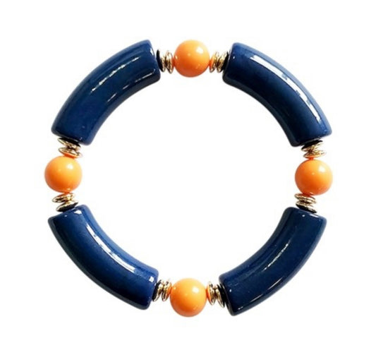 Navy & Orange Game Day Bracelet