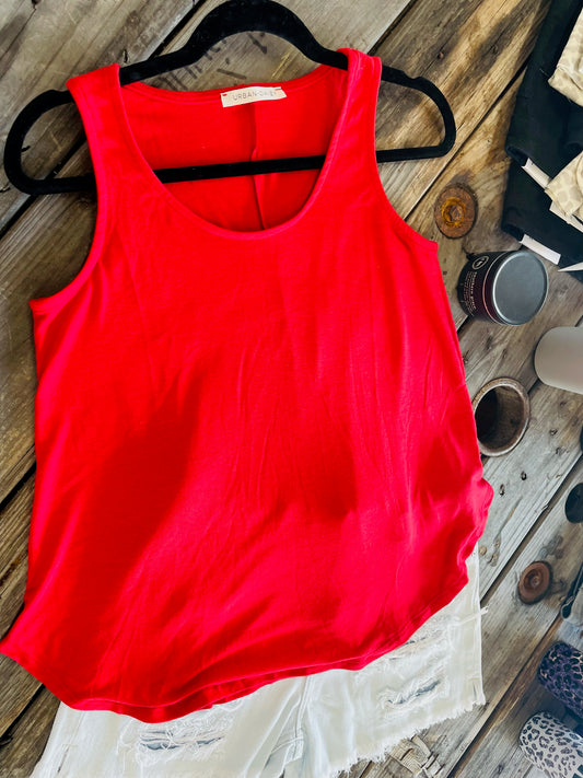 Red Casual Tank Top