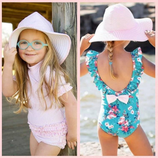 PINK SEERSUCKER SWIM HAT