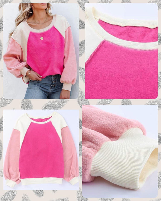 Hot Pink➕ Blush Color Block Fleece